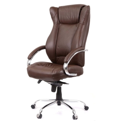 Кресло АКЛАС Бадалона CH MB Коричневый (Кожа LC-K dark brown)