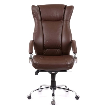 Кресло офисное АКЛАС Бадалона CH MB (Кожа LC-K Dark brown/PU Dark brown)