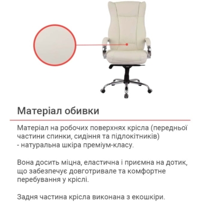 Кресло АКЛАС Бадалона CH MB Белый (Кожа Lux LC-W white)