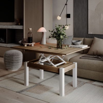 Стол-трансформер Art In Head B-Fly 900x510x600 Дуб Эвок/Белые ноги (TB09101000110)