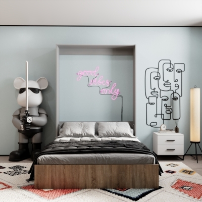 Кровать-трансформер Art in Head Mitra 1,4 1508x2154x2120 К - Пепельный / Ф - Дуб сонома (SM01151300000)