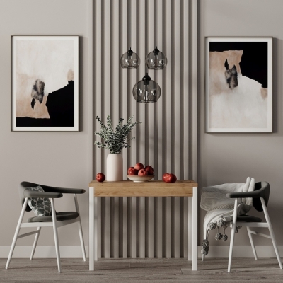 Стол-трансформер Art in Head Lunch 900x750x600 Дуб Эвок/Белый (TB19100000010)