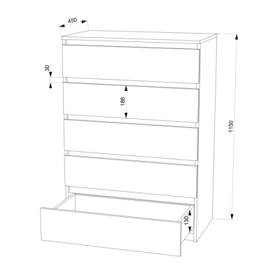 Комод FLASHNIKA 11 (МДФ) (500мм x 450мм x 1245мм)