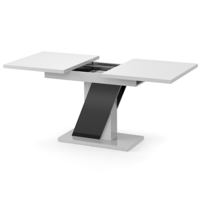 Обеденный раздвижной стол Неман ТРИОН МДФ Белый/Черный глянец