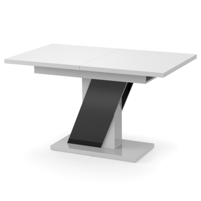 Обеденный раздвижной стол Неман ТРИОН МДФ Белый/Черный глянец