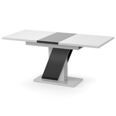 Обеденный раздвижной стол Неман ТРИОН МДФ Белый/Черный глянец