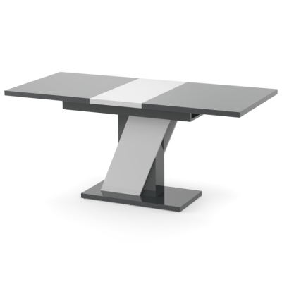 Обеденный раздвижной стол Неман ТРИОН МДФ Серый/Белый глянец