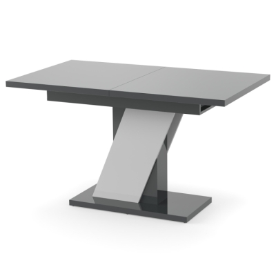 Обеденный раздвижной стол Неман ТРИОН МДФ Серый/Белый глянец