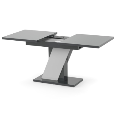 Обеденный раздвижной стол Неман ТРИОН МДФ Серый/Белый глянец