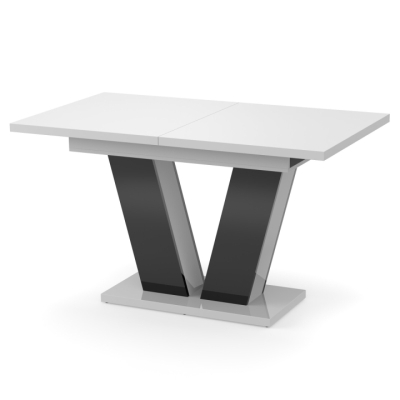 Обеденный раздвижной стол Неман РОЙ МДФ Белый/Черный глянец