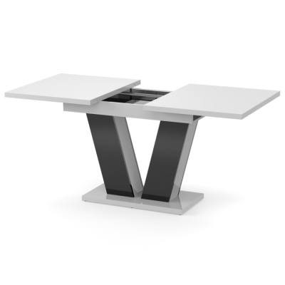 Обеденный раздвижной стол Неман РОЙ МДФ Белый/Черный глянец