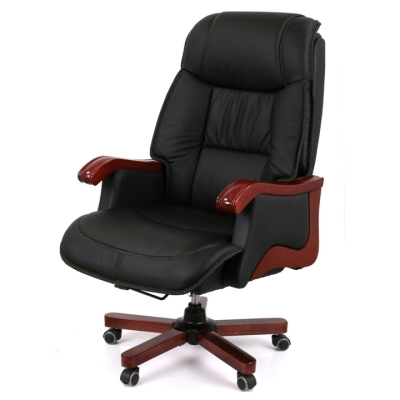 Кресло АКЛАС Галахад EX RL (Кожа LC-A Black/PU Black)