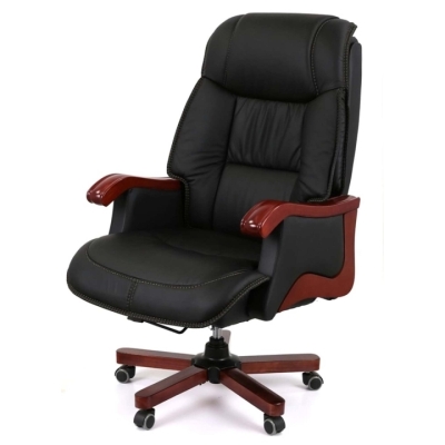 Кресло АКЛАС Галахад EX RL (Кожа LC-A Black/PU Black)