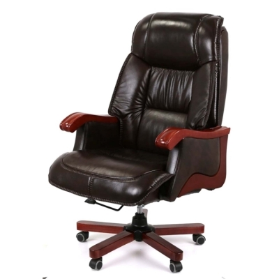 Кресло АКЛАС Галахад EX RL (Кожа LC-K Dark brown/PU Dark brown)