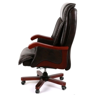 Кресло АКЛАС Галахад EX RL (Кожа LC-K Dark brown/PU Dark brown)