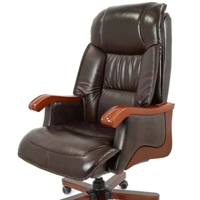 Кресло АКЛАС Галахад EX RL (Кожа LC-K Dark brown/PU Dark brown)
