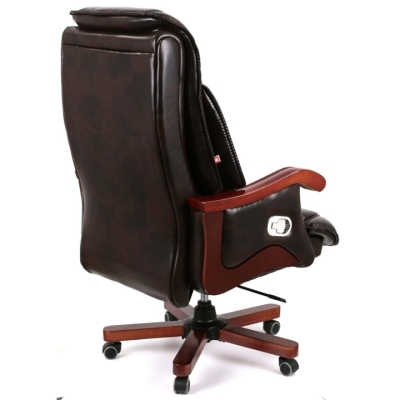 Кресло АКЛАС Галахад EX RL (Кожа LC-K Dark brown/PU Dark brown)