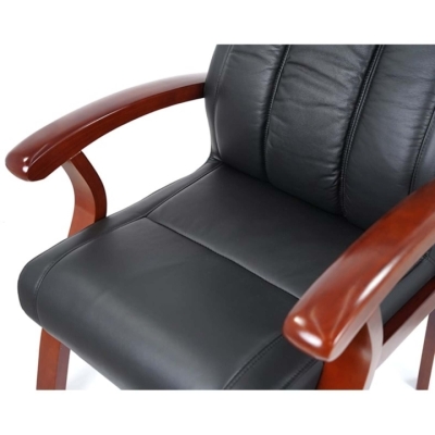 Кресло конференционное АКЛАС Брунор EX CF Черный (Кожа LC-A black)