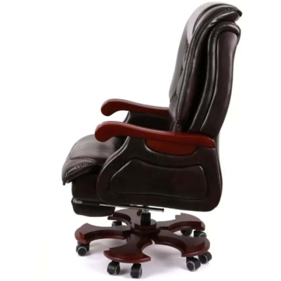 Кресло АКЛАС Ланселот EX RL (Кожа LC-K Dark brown/PU Dark brown)