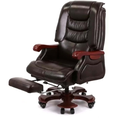 Кресло АКЛАС Ланселот EX RL (Кожа LC-K Dark brown/PU Dark brown)