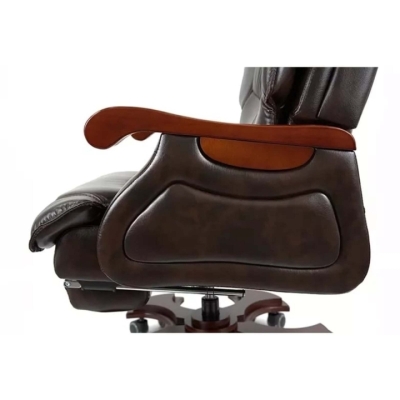 Кресло АКЛАС Ланселот EX RL (Кожа LC-K Dark brown/PU Dark brown)