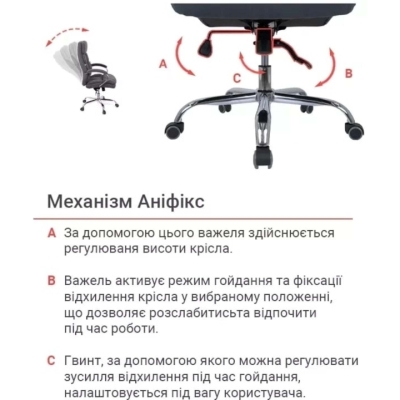 Кресло АКЛАС Селин ANF (Black-Gray 1705B-26)