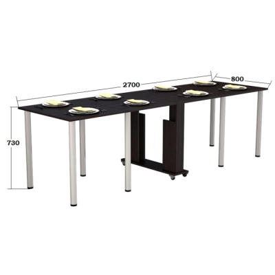  Кухонный стол "Семейный" Дуб Венге (2700x800x730) Гамма стиль 