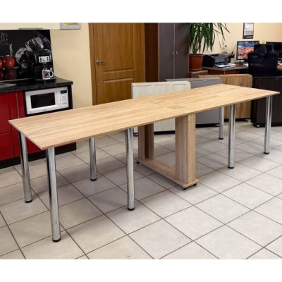  Кухонный стол "Семейный" Дуб Сонома (2700x800x730) Гамма стиль 