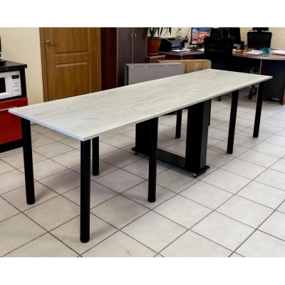  Кухонный стол "Диалог" Дуб Крафт Белый (2700x800x730) Гамма стиль 