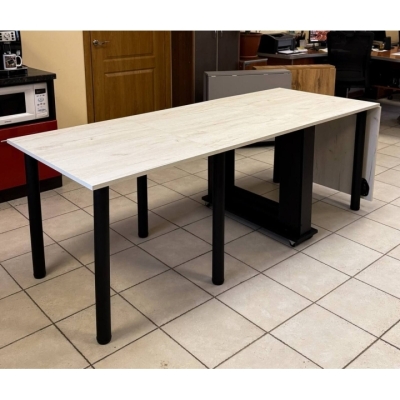  Раскладной конференц стол для переговоров "Диалог" Дуб Крафт Белый (2700x800x730) Гамма стиль 