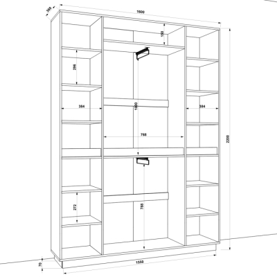 Шафа розпашна FLASHNIKA HOLD №16 (Німфея альба) (1600мм x 380мм x 2200мм)