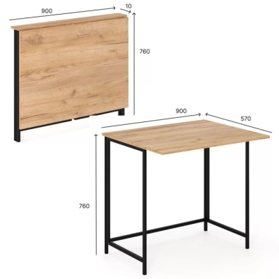 Стол-трансформер Art in Head Sly 900x570x760 Клен/Черный (TB24250000030)