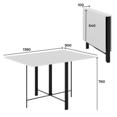 Стол-трансформер Art in Head Voody 1380x900x760 Клен/Чёрные ноги (TB26250000030)