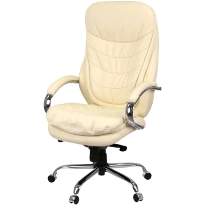 Кресло АКЛАС Валенсия Soft CH MB (Кожа LC-F Beige/PU Beige)