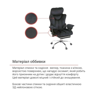 Кресло АКЛАС Бамбетель Tex RL 10093H (Велюр Черный)