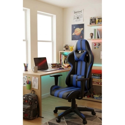 Кресло геймерское АКЛАС Стрик Light ANF (PU Черный/cиний)