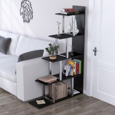 Стеллаж-перегородка L-160 серебристый Loft Design Черный ST7