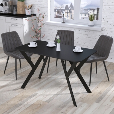 Стол обеденный Ишла 120-65 Loft Design Черный ST7 Закруглённые углы
