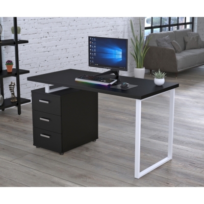 Письменный стол L-27 MAX Loft design Черный ST7 Белый