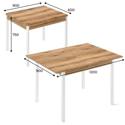 Стол-трансформер Art in Head Lunch 900x750x600 Дуб эвок / Черный (TB19100000030)