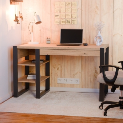 Стол офисный Неман ВОЛЬФ 1200x600x750 Дуб кремона торро/Черный