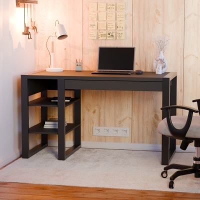 Стол офисный Неман ВОЛЬФ 1200x600x750 Антрацит/Черный