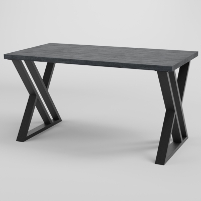 Стол обеденный лофт Неман ГЕРКУЛЕС 1180x600 Угольный камень/Черный