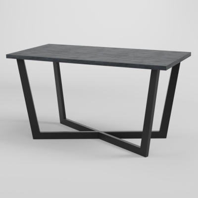 Стол обеденный лофт Неман ЛАМА 1380x675 Угольный камень/Черный