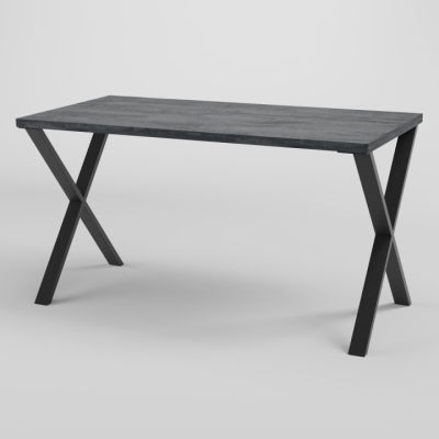 Стол обеденный лофт Неман ПЕРС 1380x675 Угольный камень/Черный