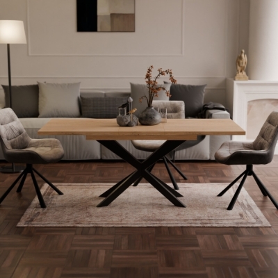 Раздвижной обеденный стол СПАЙДЕР ДСП Дуб кремона торро/Черный 1400x800