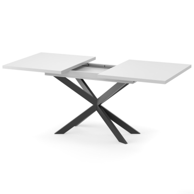 Раздвижной обеденный стол СПАЙДЕР МДФ Белый глянец/Черный 1400x800