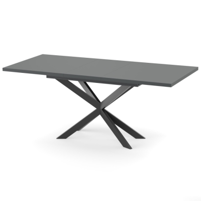 Раздвижной обеденный стол СПАЙДЕР МДФ Серый глянец/Черный 1400x800