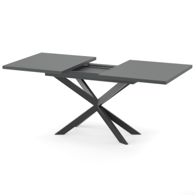 Раздвижной обеденный стол СПАЙДЕР МДФ Серый глянец/Черный 1400x800