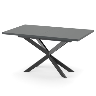 Раздвижной обеденный стол СПАЙДЕР МДФ Серый глянец/Черный 1400x800